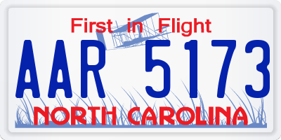 NC license plate AAR5173