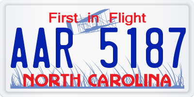 NC license plate AAR5187