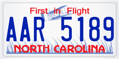 NC license plate AAR5189