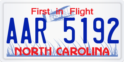 NC license plate AAR5192