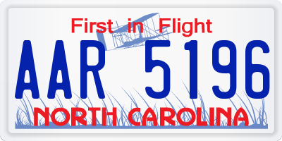 NC license plate AAR5196