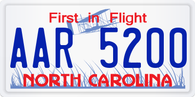 NC license plate AAR5200