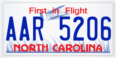 NC license plate AAR5206