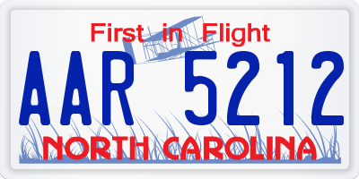 NC license plate AAR5212