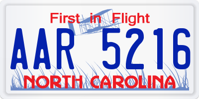 NC license plate AAR5216