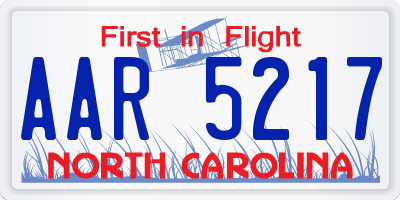 NC license plate AAR5217