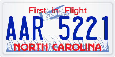 NC license plate AAR5221