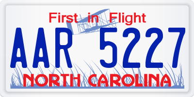 NC license plate AAR5227
