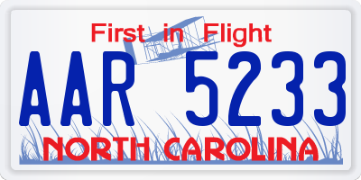NC license plate AAR5233