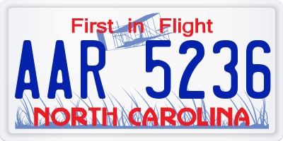 NC license plate AAR5236