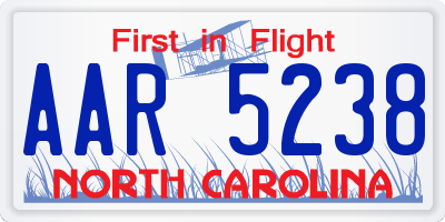 NC license plate AAR5238