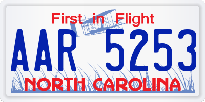NC license plate AAR5253