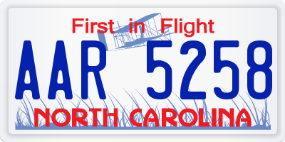 NC license plate AAR5258