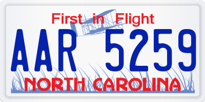 NC license plate AAR5259
