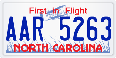 NC license plate AAR5263