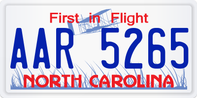 NC license plate AAR5265