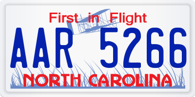 NC license plate AAR5266