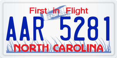 NC license plate AAR5281