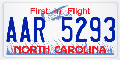 NC license plate AAR5293