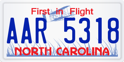 NC license plate AAR5318