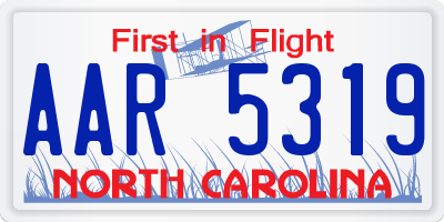 NC license plate AAR5319