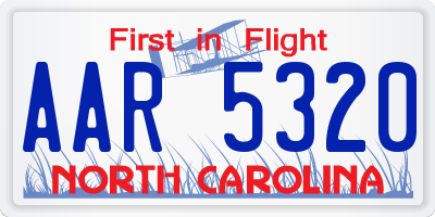 NC license plate AAR5320
