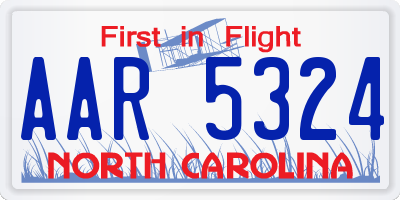 NC license plate AAR5324
