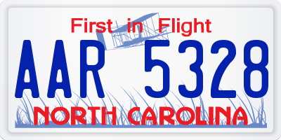 NC license plate AAR5328