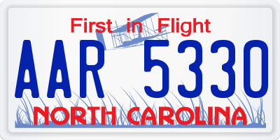 NC license plate AAR5330