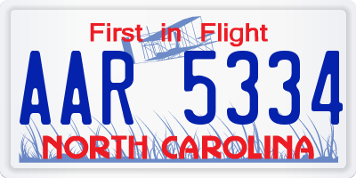 NC license plate AAR5334