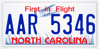 NC license plate AAR5346