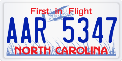 NC license plate AAR5347