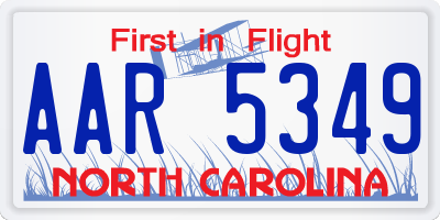 NC license plate AAR5349