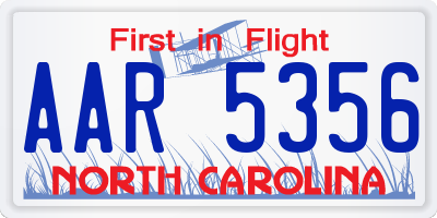 NC license plate AAR5356