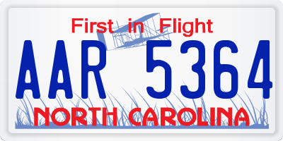 NC license plate AAR5364