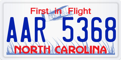 NC license plate AAR5368