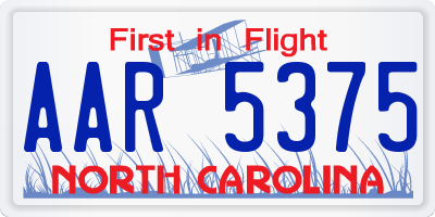 NC license plate AAR5375