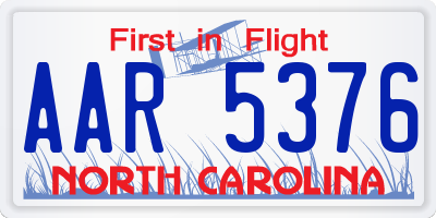 NC license plate AAR5376