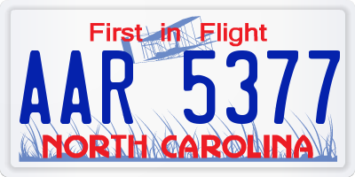 NC license plate AAR5377