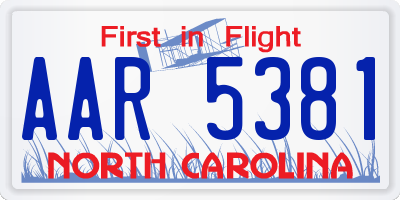 NC license plate AAR5381