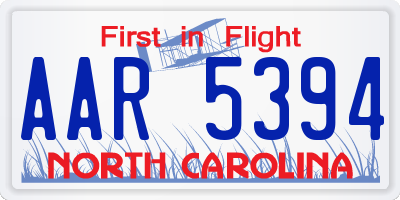 NC license plate AAR5394