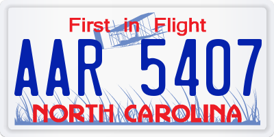 NC license plate AAR5407