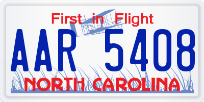 NC license plate AAR5408