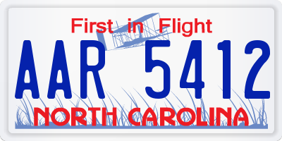 NC license plate AAR5412