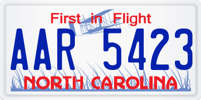 NC license plate AAR5423