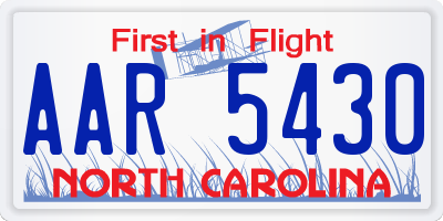 NC license plate AAR5430