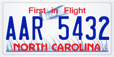 NC license plate AAR5432
