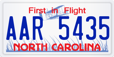 NC license plate AAR5435