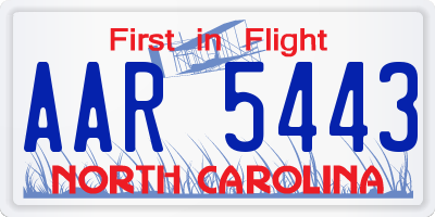 NC license plate AAR5443