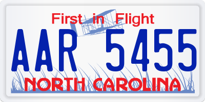 NC license plate AAR5455